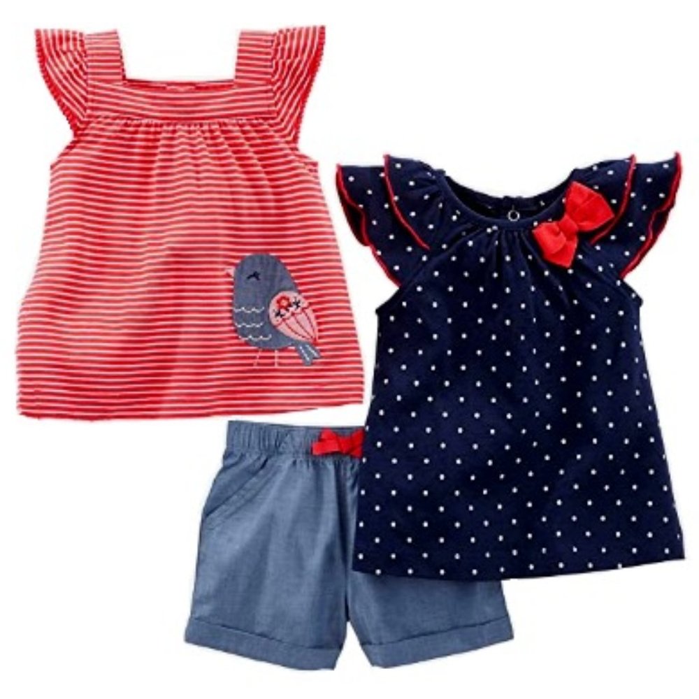 18M- Carter's 3 Piece Bundle lot * tops / shorts - Toddler/Baby